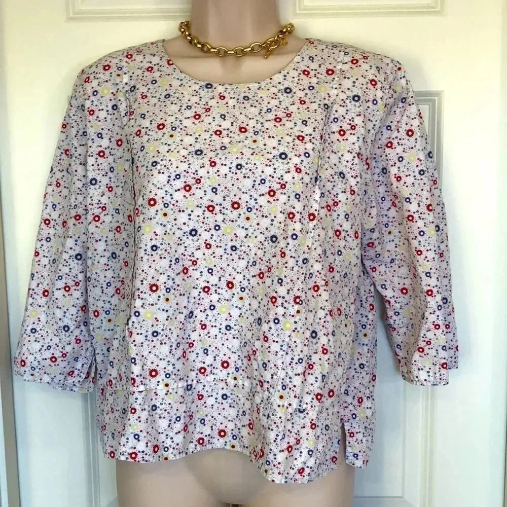 𝅺Christopher & banks‎ granny liberty floral boho 3/4 sleeve top medium